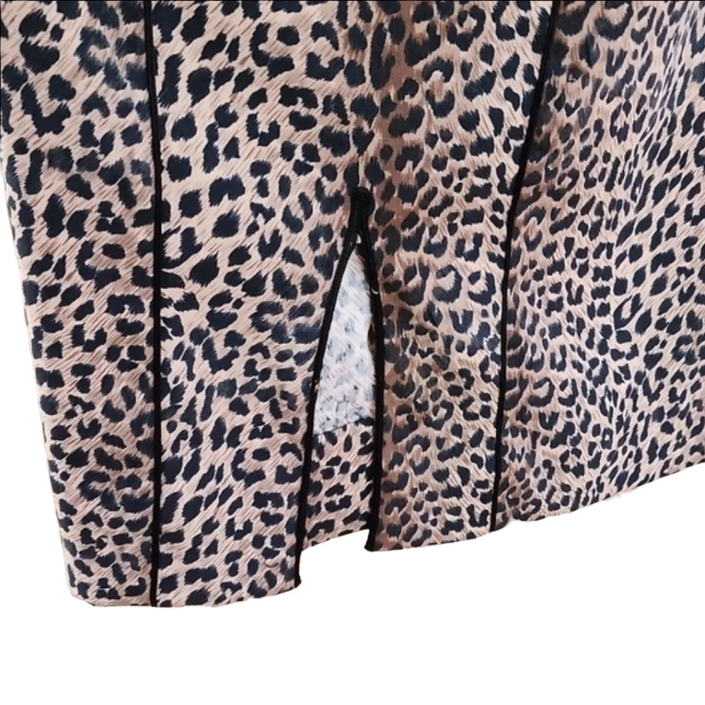 VINTAGE HANDMADE Moroccan Kaftan XL 1X 2X Leopard Hooded Abaya Boho Luxe Robe - Picture 12 of 17